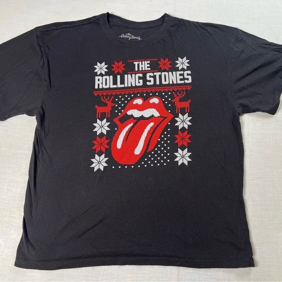 the Rolling Stones Tops - Rolling Stones Holiday Ugly Christmas Sweater T-Shirt Women’s Size Medium
